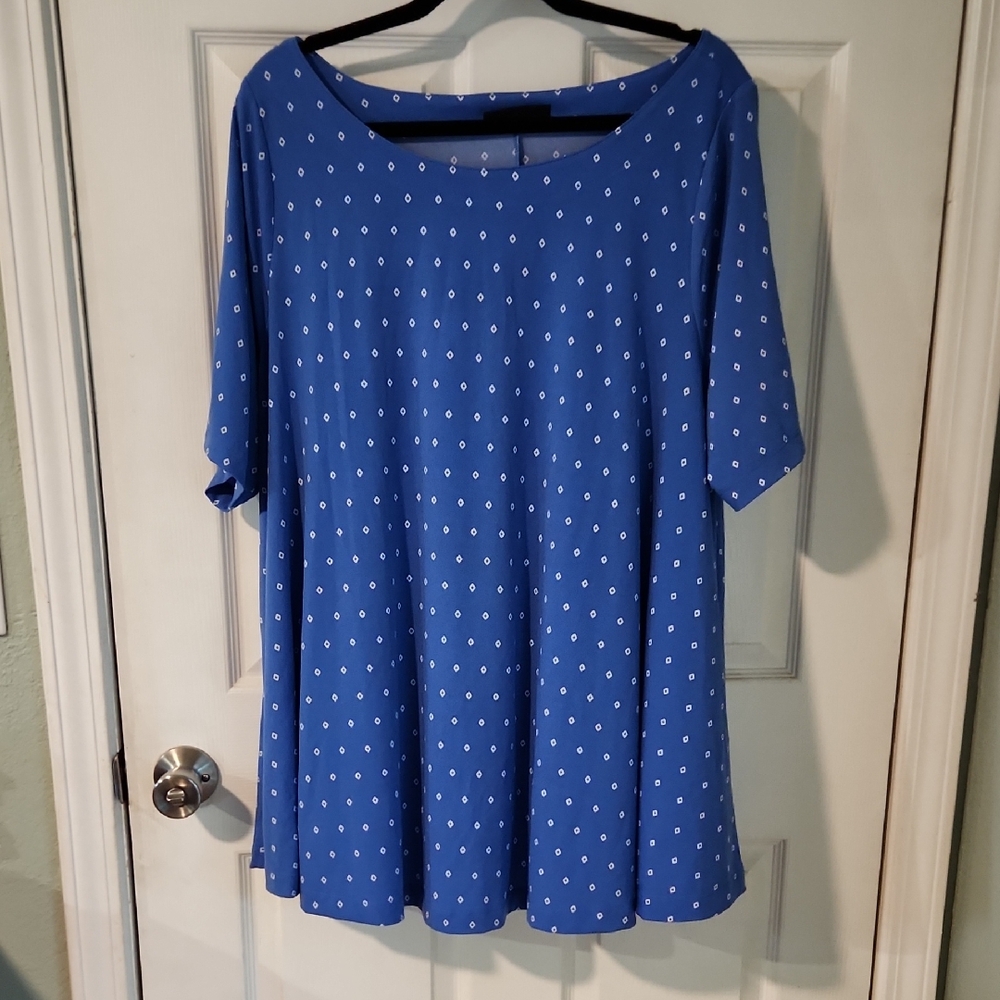 Lane Bryant Blue 3/4 Sleeve Relaxed Blouse